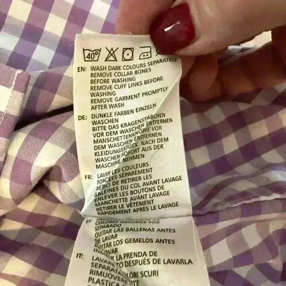 Gant Purple Plaid Men’s Button Down Dress Shirt For Cuff Links Size L - Picture 8 of 14